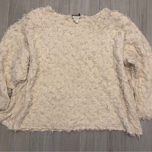 Elegant Cream Textured Women's Blouse